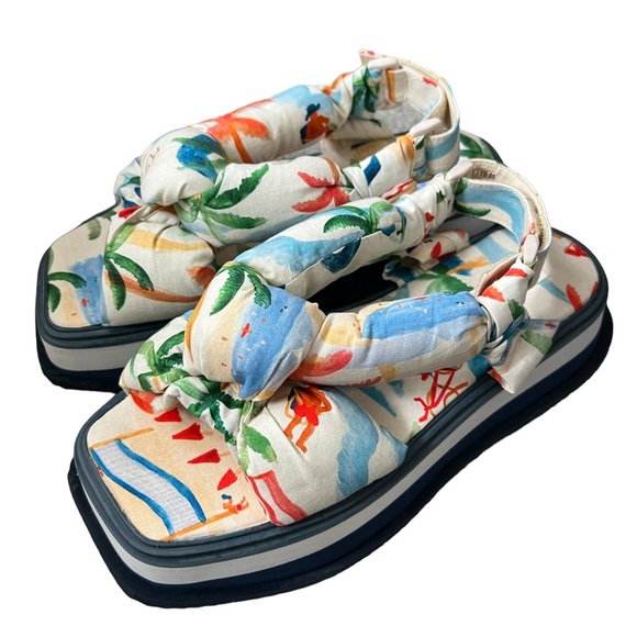 Copacabana Scarf Print Puffy Platform Sandal FARM RIO Size 8 and 9 New - Picture 3 of 15